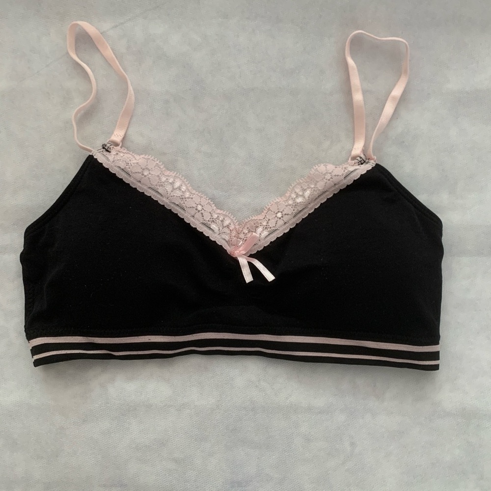 NWT Chic Black Bralette with Pink Lace for teens or junior